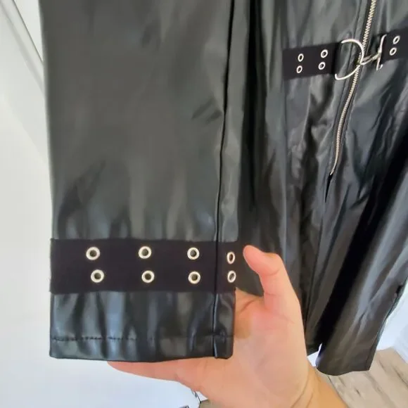 VTG TRIPP NYC Black Trench Coat Jacket Punk Gothic Hellraiser Bondage Men's M - Picture 6 of 16